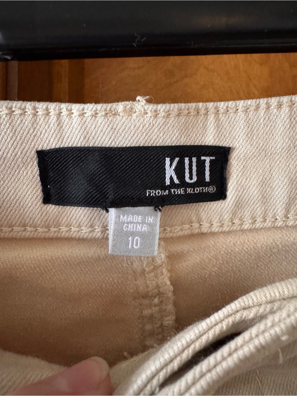 KUT From The Kloth Wide Leg Pants Cream Stretch Cotton High Rise Women’s 10 - Picture 5 of 6